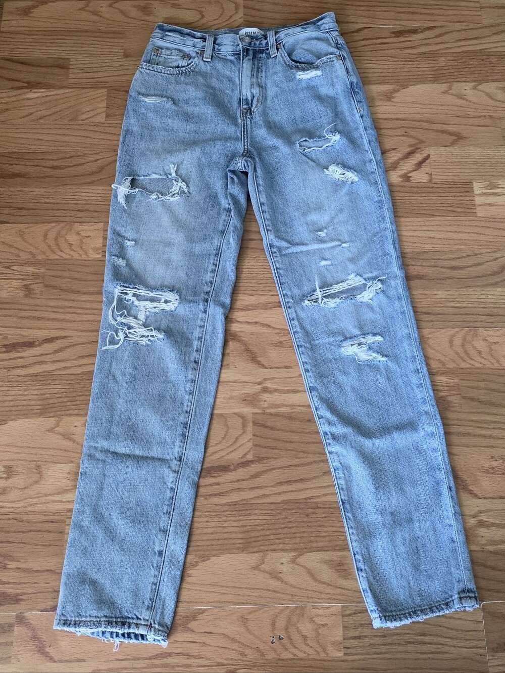 pistola Light Blue Distressed Straight-Leg Jeans